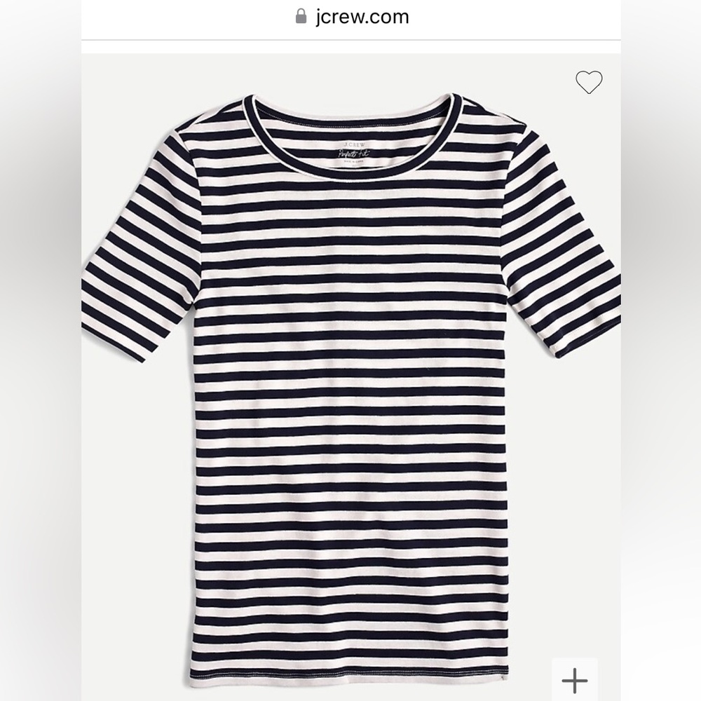 J. Crew Perfect-Fit T-Shirt Navy Cream Stripe